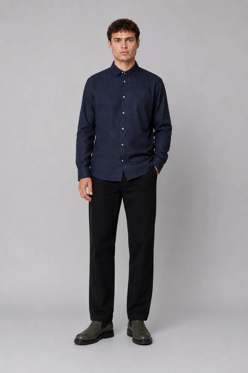 Eske Flanellskjorte - Navy Melange Clean Cut Copenhagen