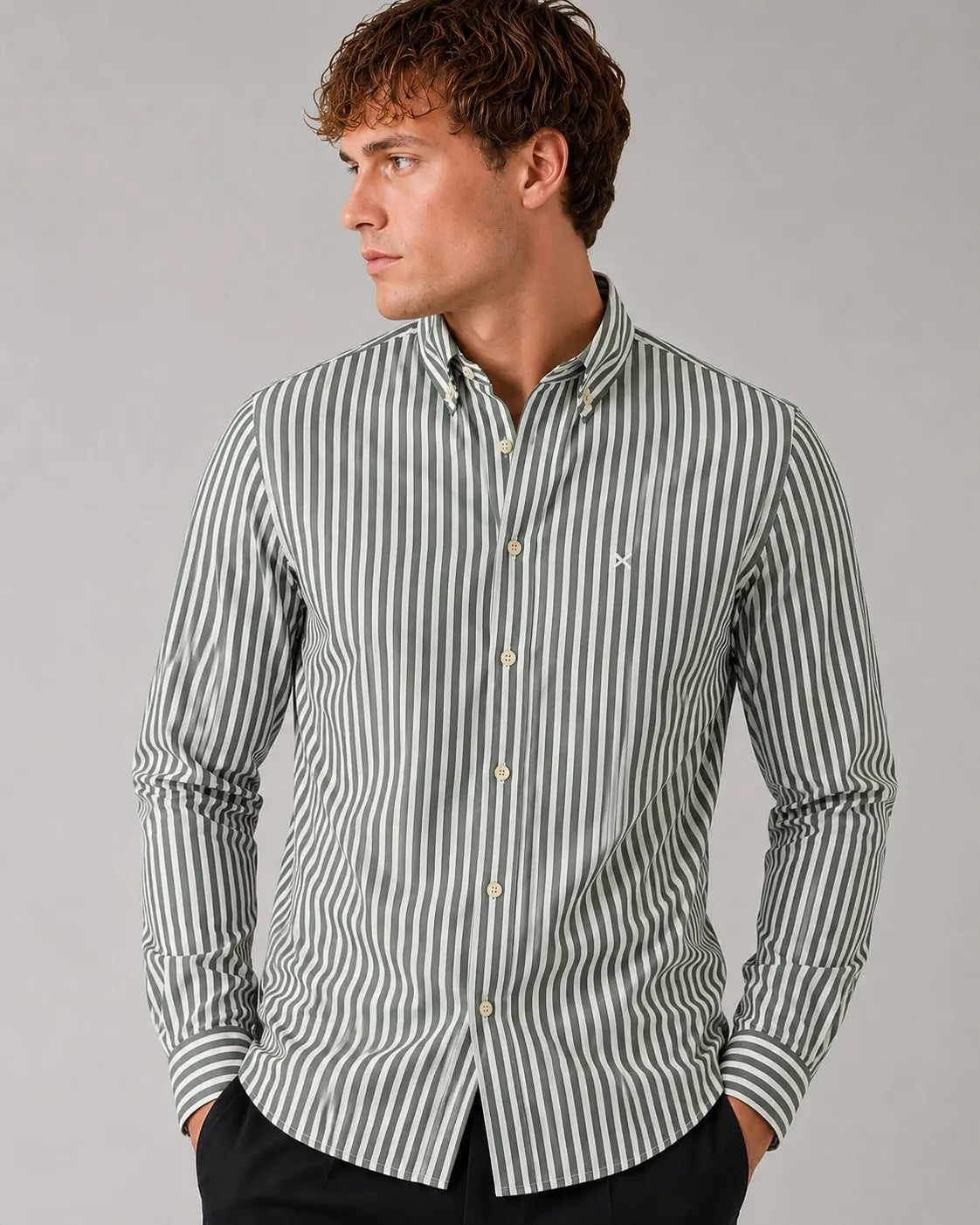 Eske Oxford Skjorte Stripe - Green Clean Cut Copenhagen