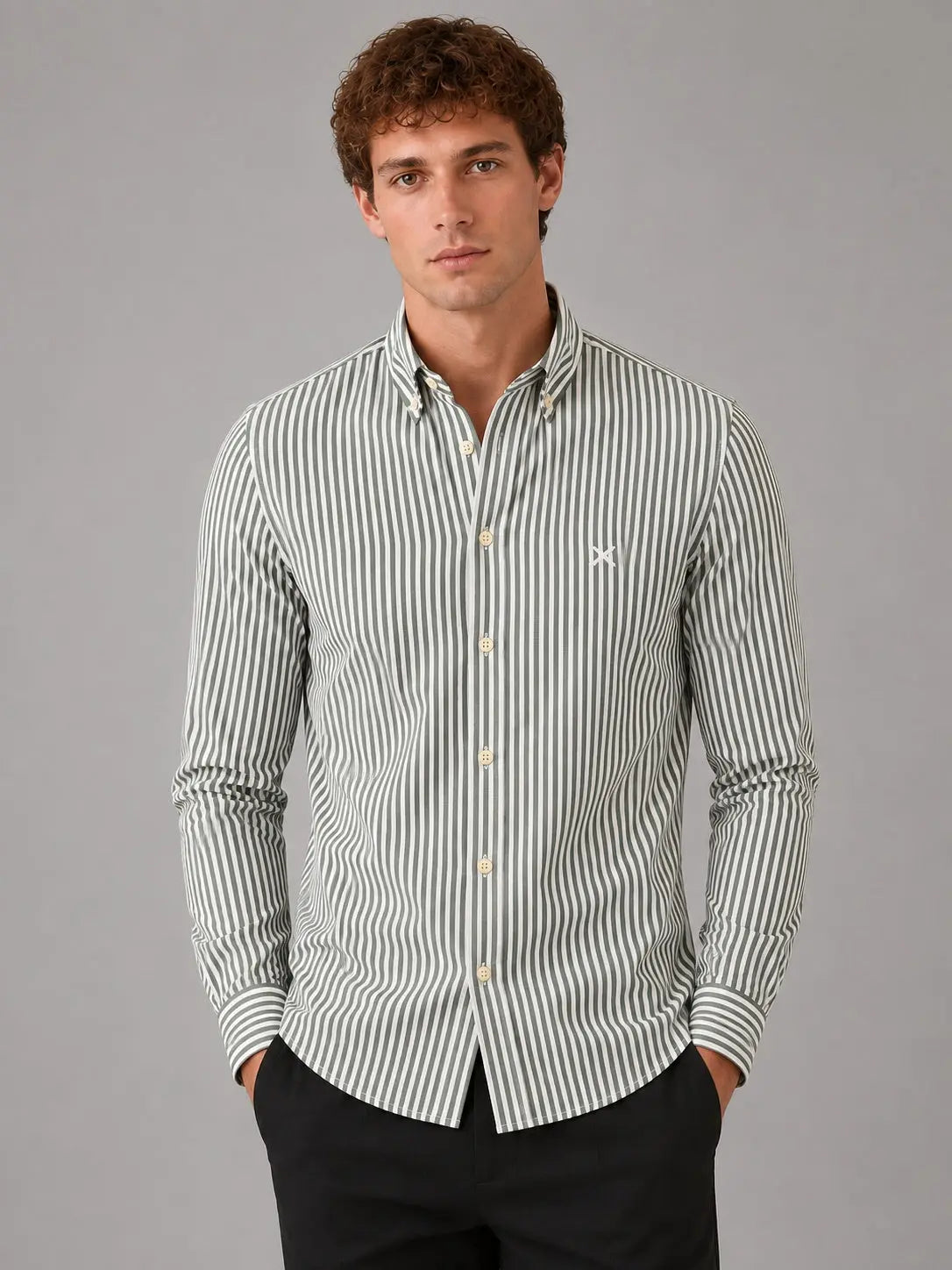 Eske Oxfordskjorte Stripe - Green Clean Cut Copenhagen