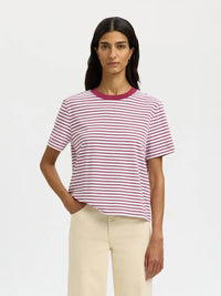 Essential Boxy Stripet T-Skjorte - Anemone Stripes Selected Femme