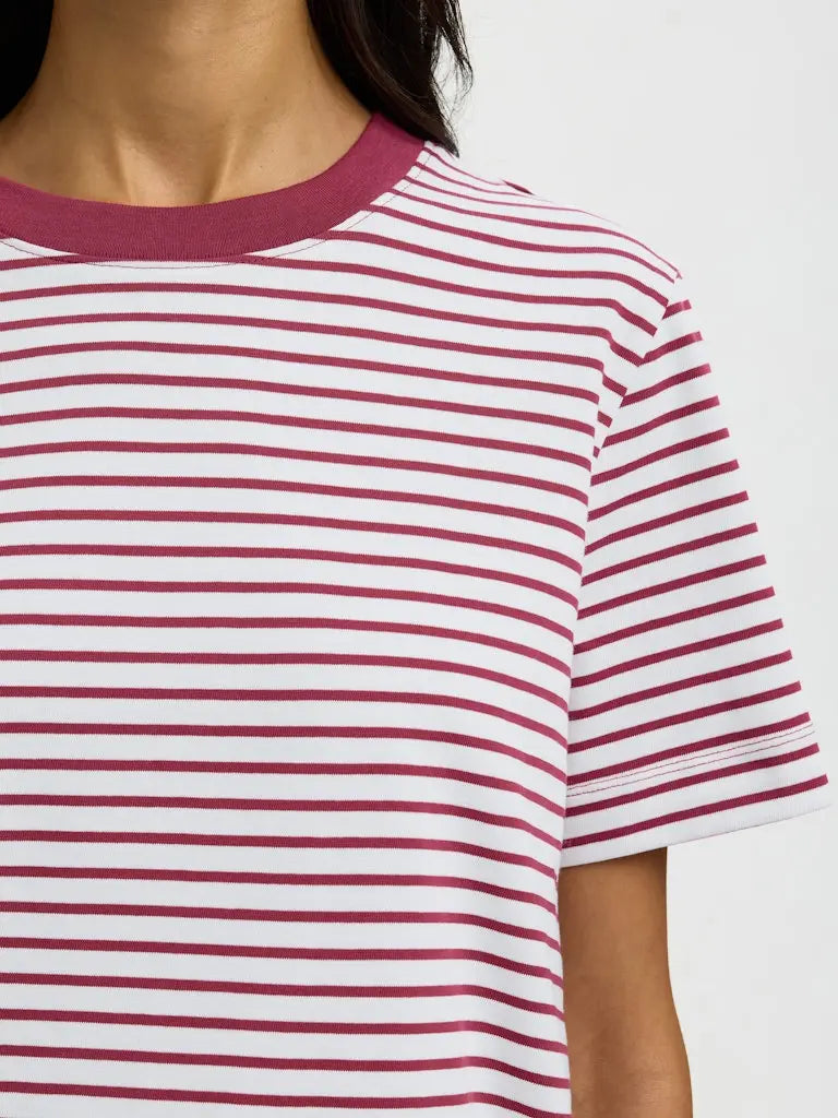 Essential Boxy Stripet T-Skjorte - Anemone Stripes Selected Femme