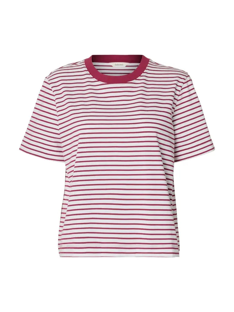 Essential Boxy Stripet T-Skjorte - Anemone Stripes Selected Femme