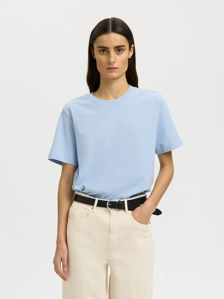 Essential Boxy T-Skjorte - Cashmere Blue Selected Femme