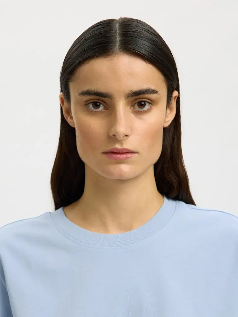 Essential Boxy T-Skjorte - Cashmere Blue Selected Femme