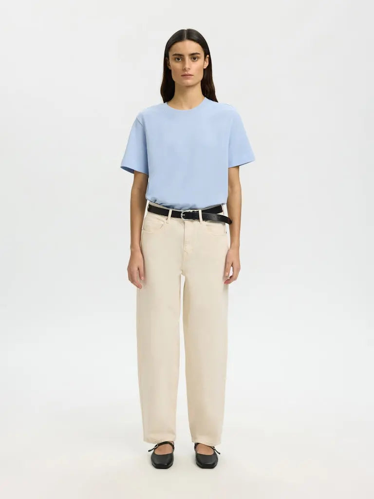 Essential Boxy T-Skjorte - Cashmere Blue Selected Femme
