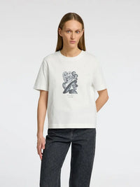 Essential Print Boxy T-Skjorte - Snow White Selected Femme