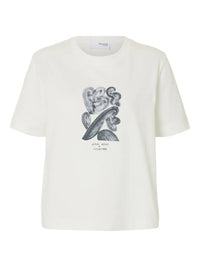 Essential Print Boxy T-Skjorte - Snow White Selected Femme