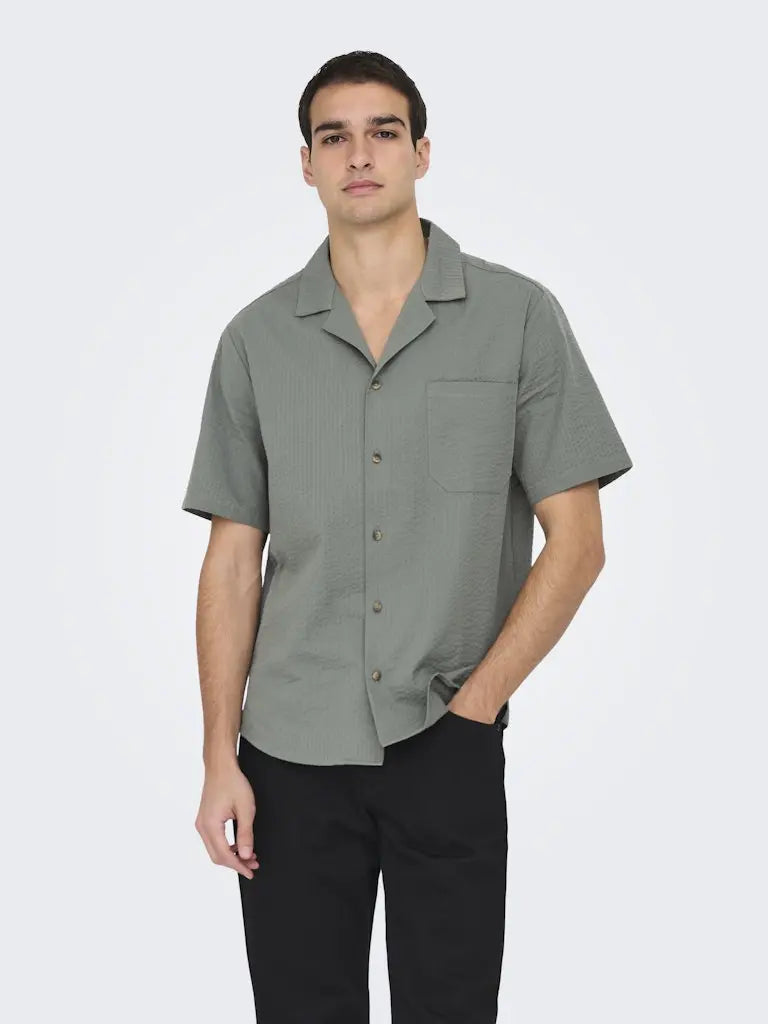 Eye Resort Skjorte SS - Castor Grey Only & Sons