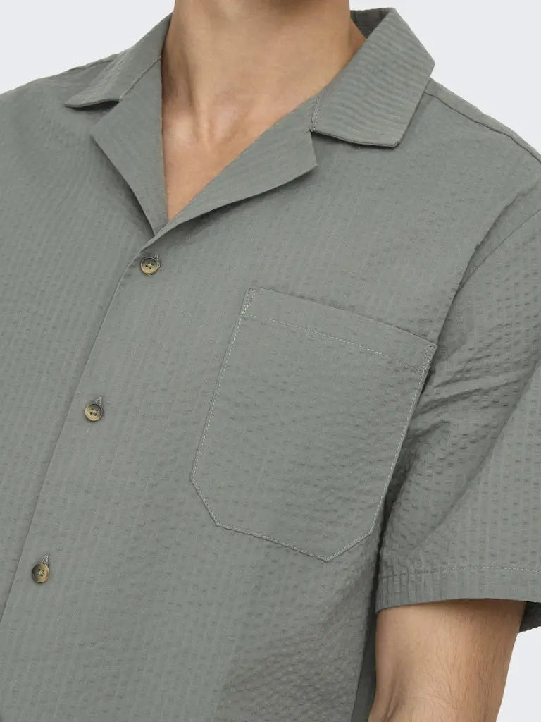 Eye Resort Skjorte SS - Castor Grey Only & Sons