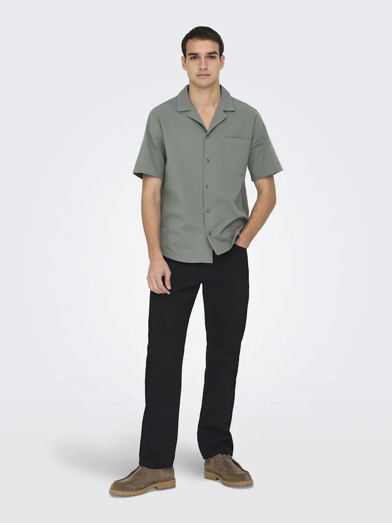 Eye Resort Skjorte SS - Castor Grey Only & Sons