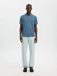 Fave Polo Zip - Blue Mirage Selected Homme