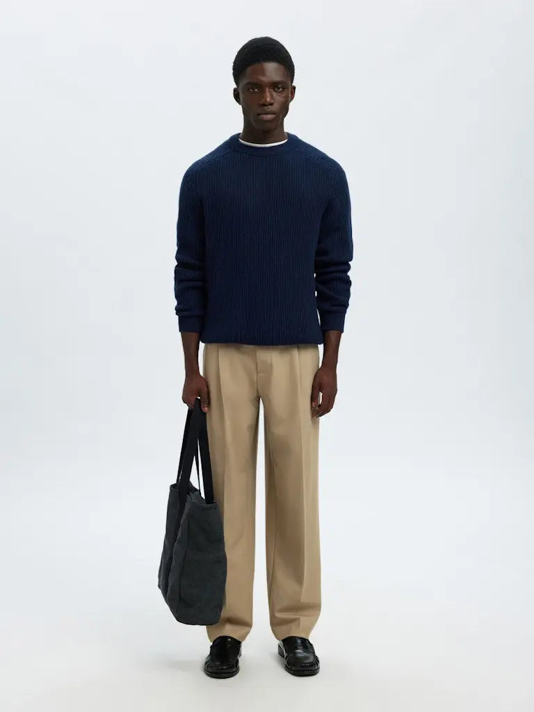 Finn Loose Flex Pants - Greige Selected Homme