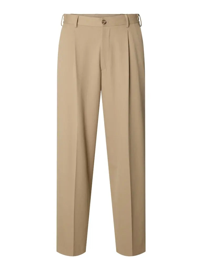 Finn Loose Flex Pants - Greige Selected Homme