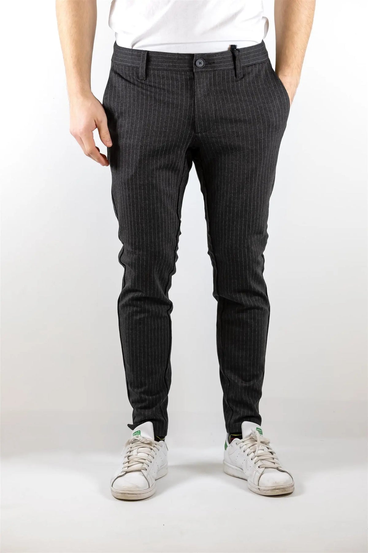 Flex pant 3727 Pinstripe - Dark Grey Melange Only & Sons