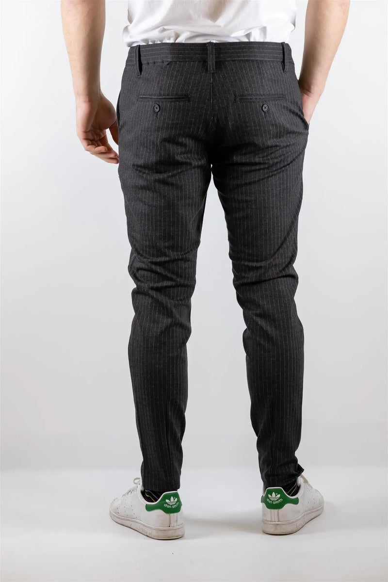 Flex pant 3727 Pinstripe - Dark Grey Melange Only & Sons