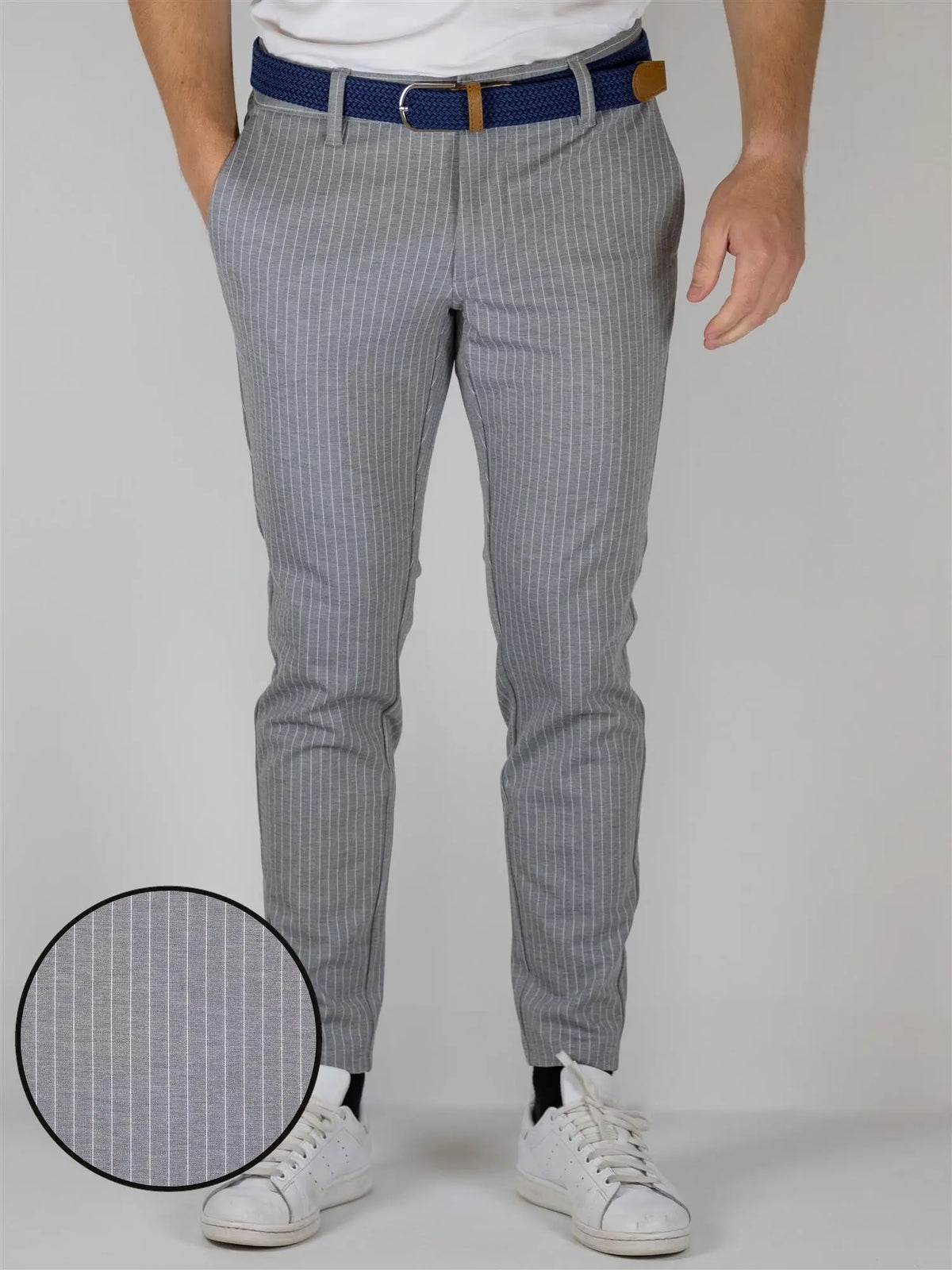 Flex pant 3727 Pinstripe - Light Grey Melange Only & Sons