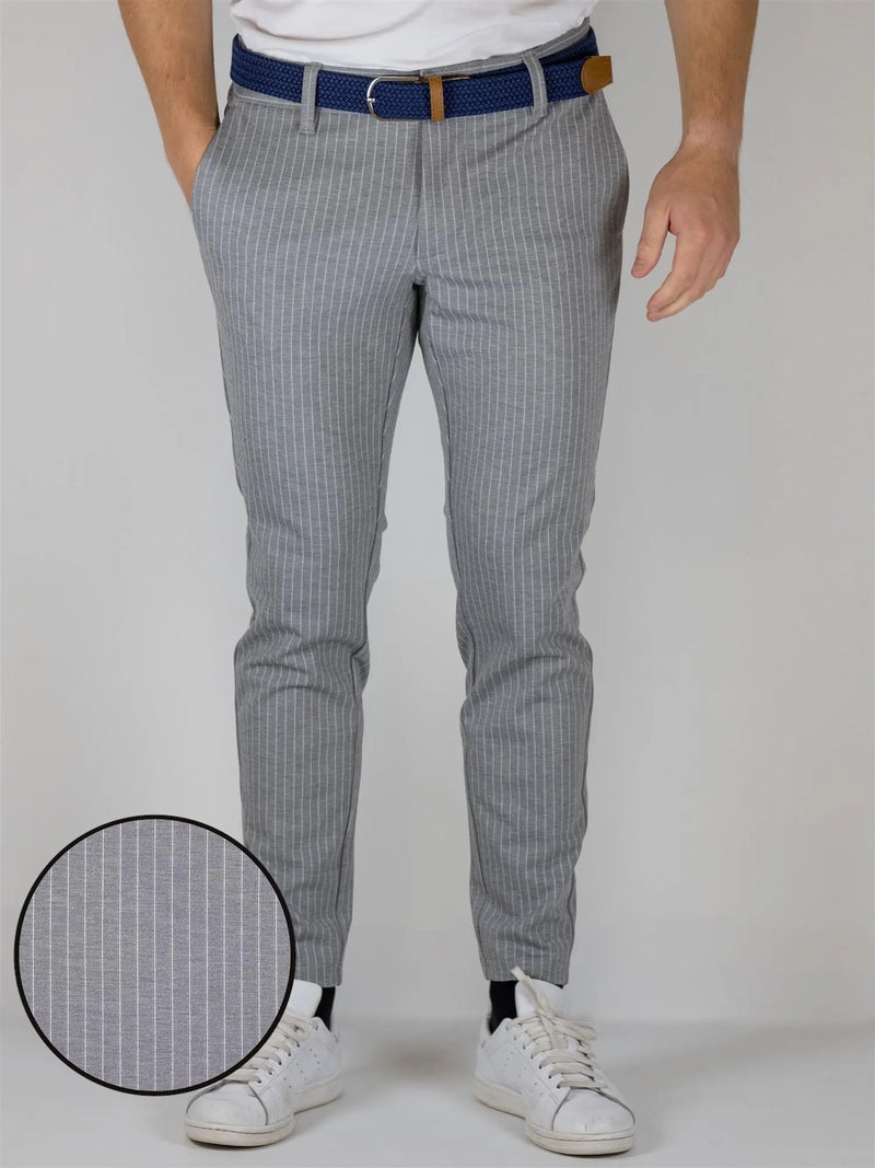 Flex pant 3727 Pinstripe - Light Grey Melange Only & Sons