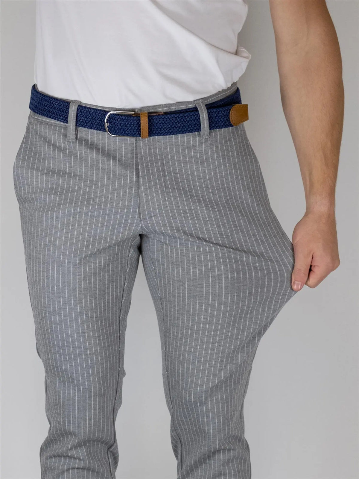 Flex pant 3727 Pinstripe - Light Grey Melange Only & Sons