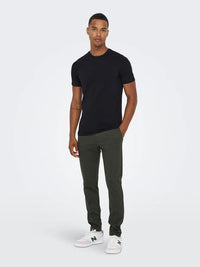 Flex pant Herringbone 2911 - Olive Night Only & Sons