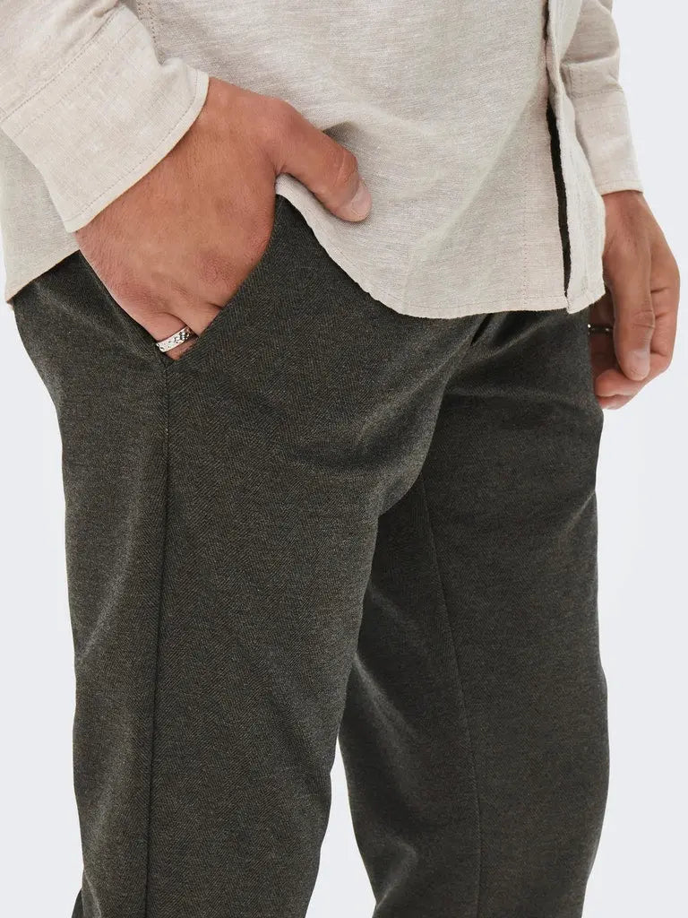 Flex pant Herringbone 2911 - Slate Black Only & Sons