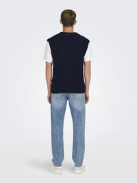 Flynn Strikket Vest - Navy Blazer Only & Sons