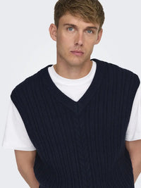 Flynn Strikket Vest - Navy Blazer Only & Sons