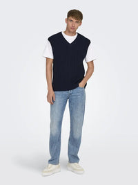 Flynn Strikket Vest - Navy Blazer Only & Sons