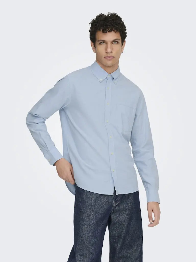 Gaton Regular Skjorte - Cashmere Blue Detail Only & Sons