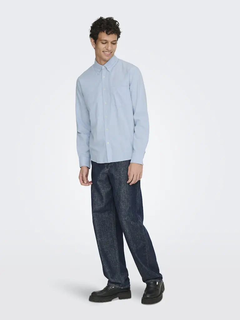Gaton Regular Skjorte - Cashmere Blue Detail Only & Sons