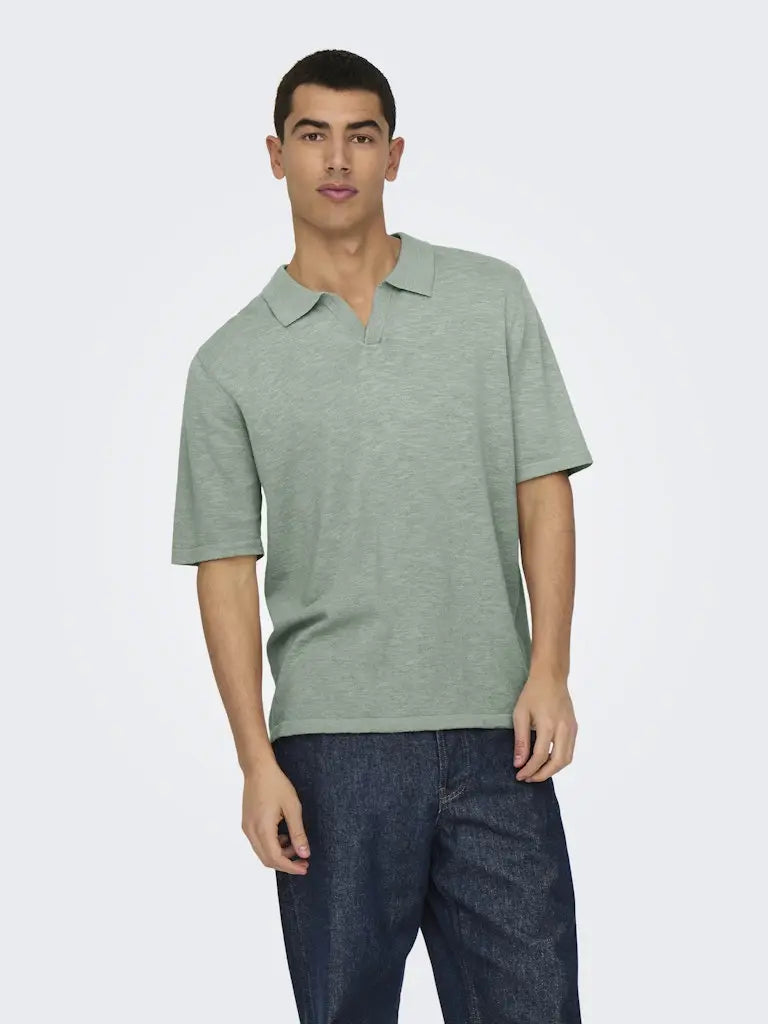 George Strikket Linpolo - Iceberg Green Only & Sons