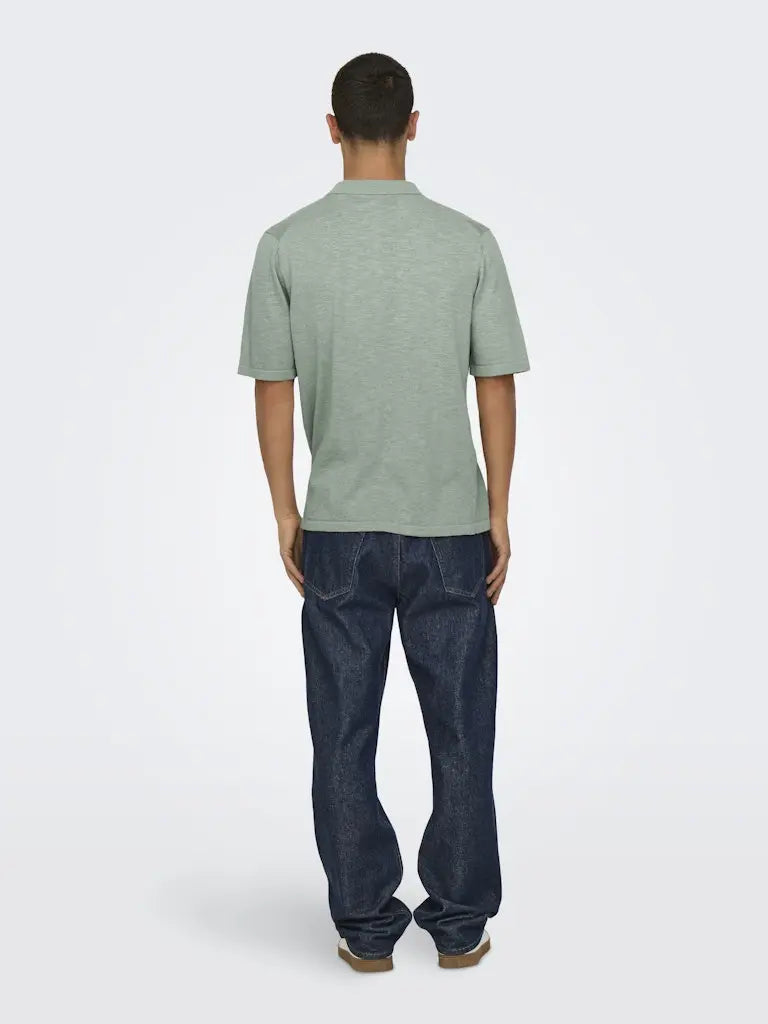 George Strikket Linpolo - Iceberg Green Only & Sons