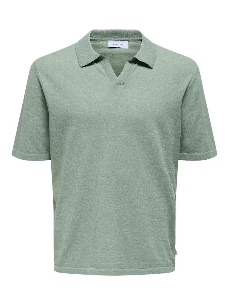 George Strikket Linpolo - Iceberg Green Only & Sons