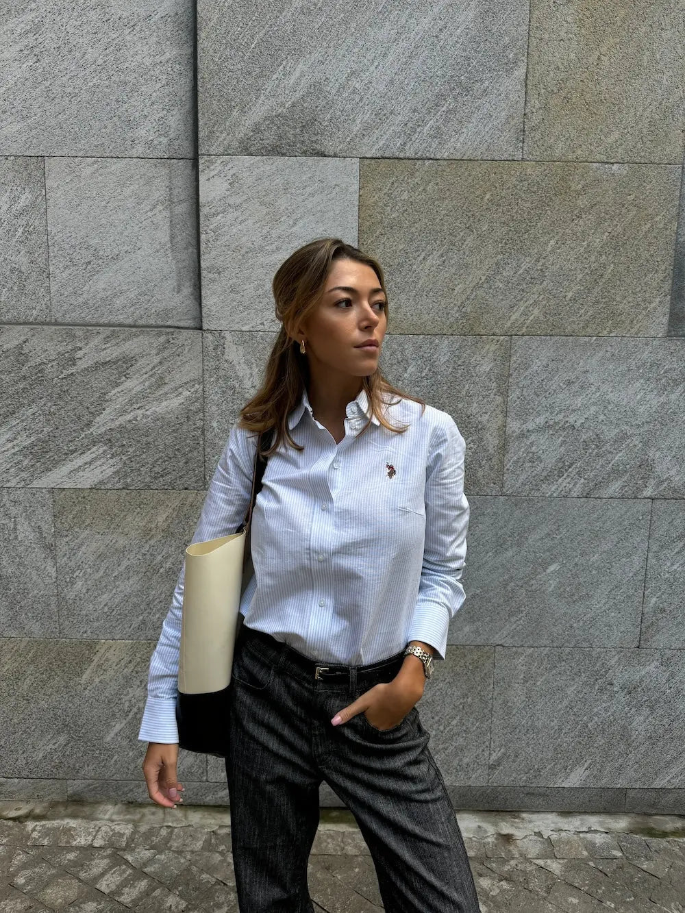 Gina Oxford Skjorte - Light Blue Stripes U.S. Polo Assn. W