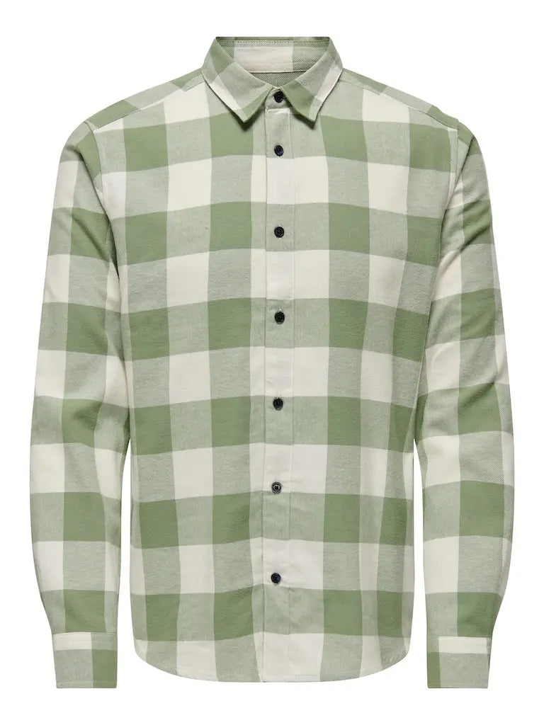 Gudmund Skjorte Check - Hedge Green Only & Sons