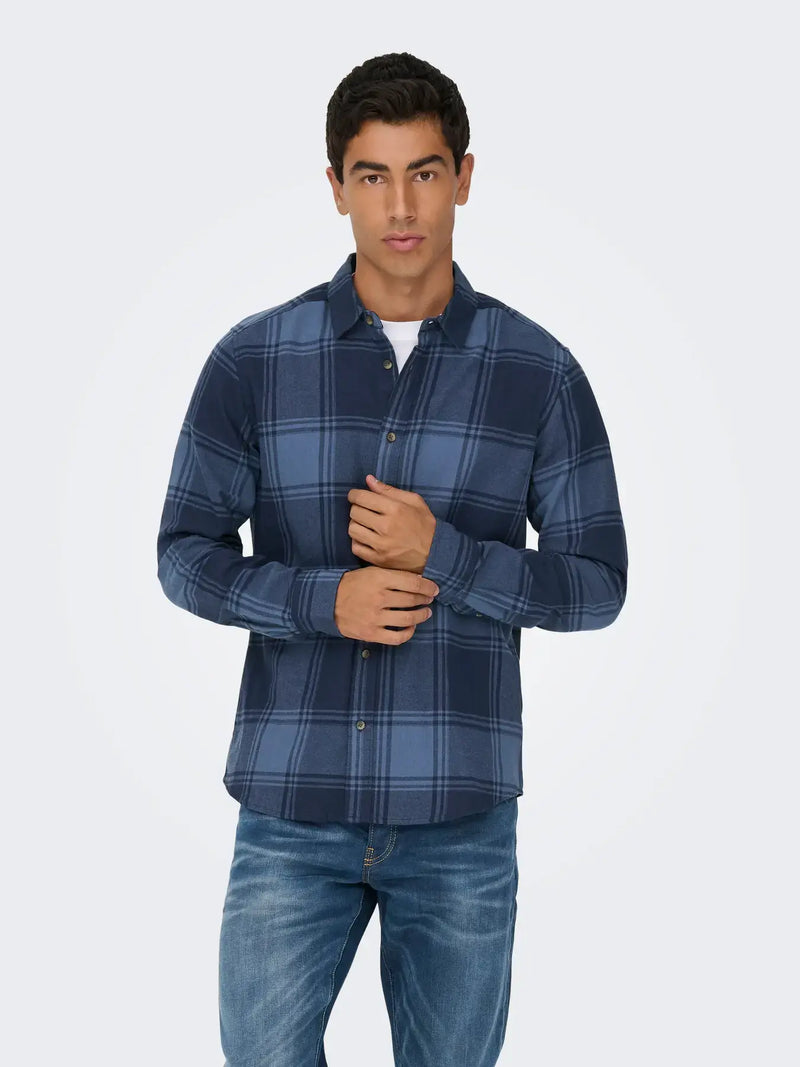 Gudmund Skjorte Check - Navy Blazer/Vintage Indigo Only & Sons