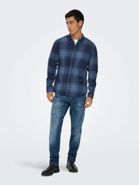 Gudmund Skjorte Check - Navy Blazer/Vintage Indigo Only & Sons