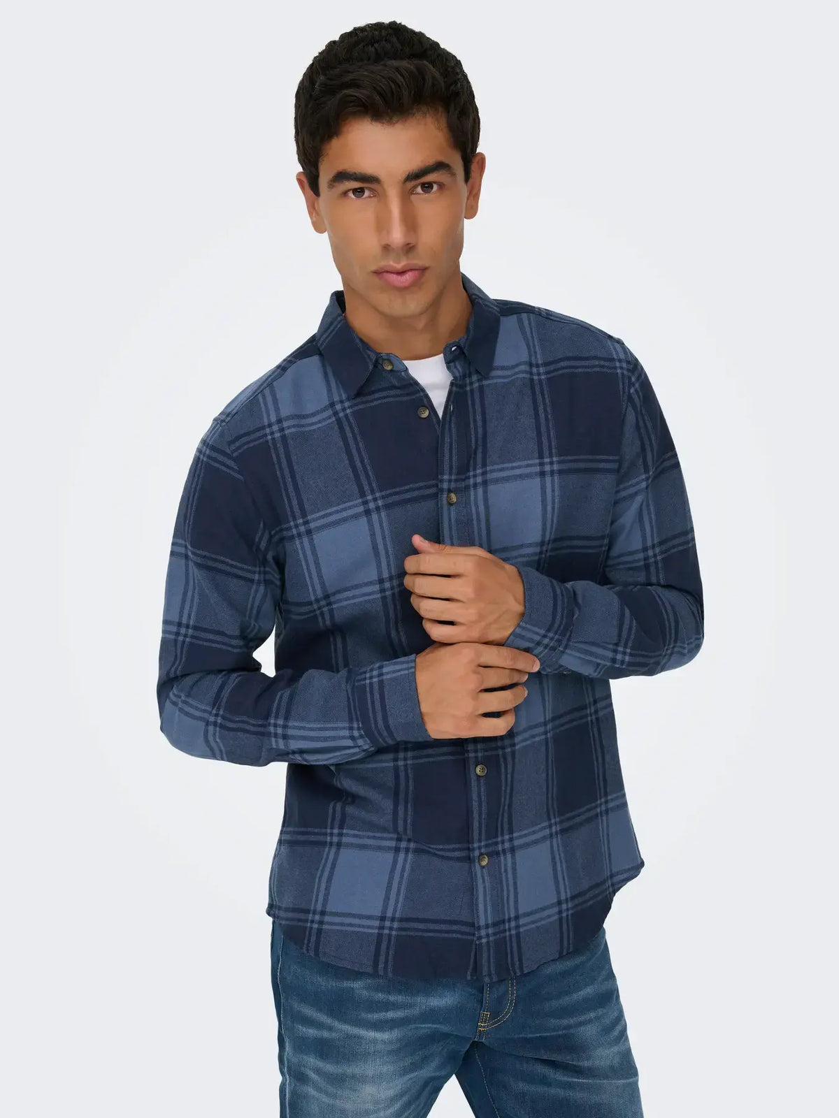 Gudmund Skjorte Check - Navy Blazer/Vintage Indigo Only & Sons