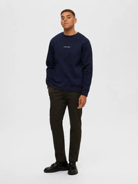 Hankie Logo Crew Neck - Sky Captain Selected Homme
