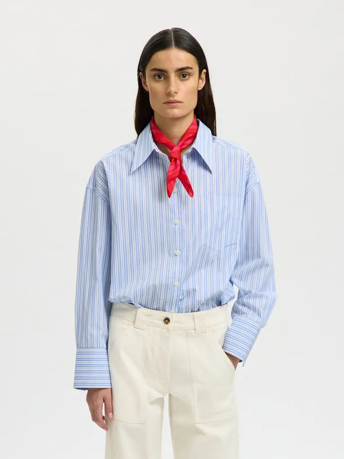 Hotel Amour Skjorte - Light Blue Stripes Selected Femme