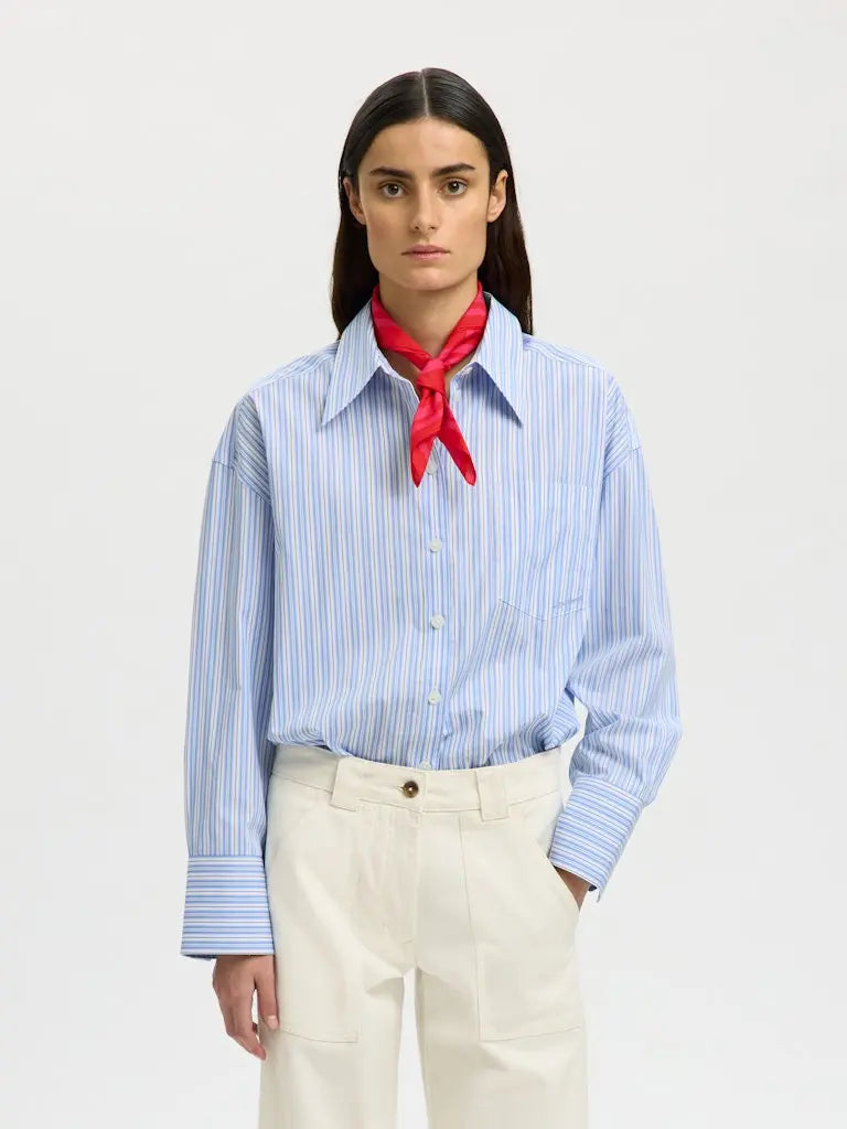 Hotel Amour Skjorte - Light Blue Stripes Selected Femme