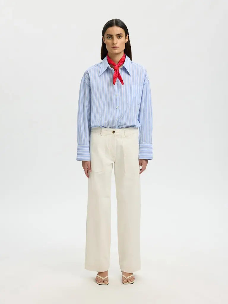 Hotel Amour Skjorte - Light Blue Stripes Selected Femme
