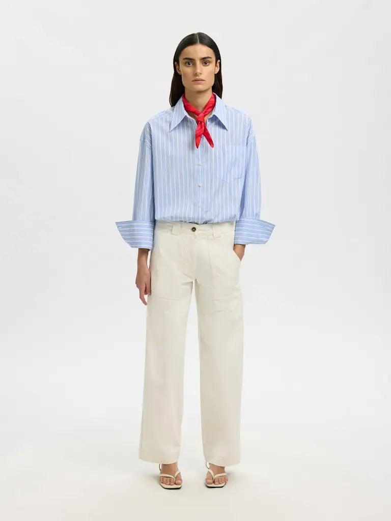 Hotel Amour Skjorte - Light Blue Stripes Selected Femme