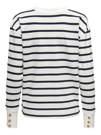 Ivy Sweat Genser - Cloud Dancer Stripes/Sky Captain JDY