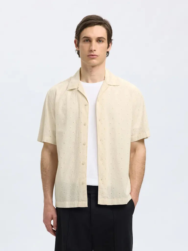 Jax Skjorte - Egret/Broderi Selected Homme