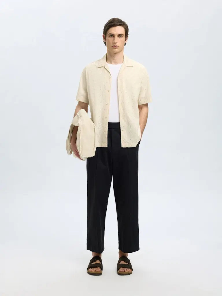 Jax Skjorte - Egret/Broderi Selected Homme