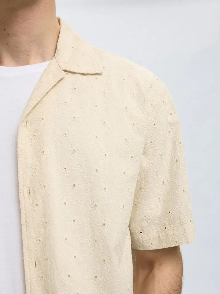 Jax Skjorte - Egret/Broderi Selected Homme
