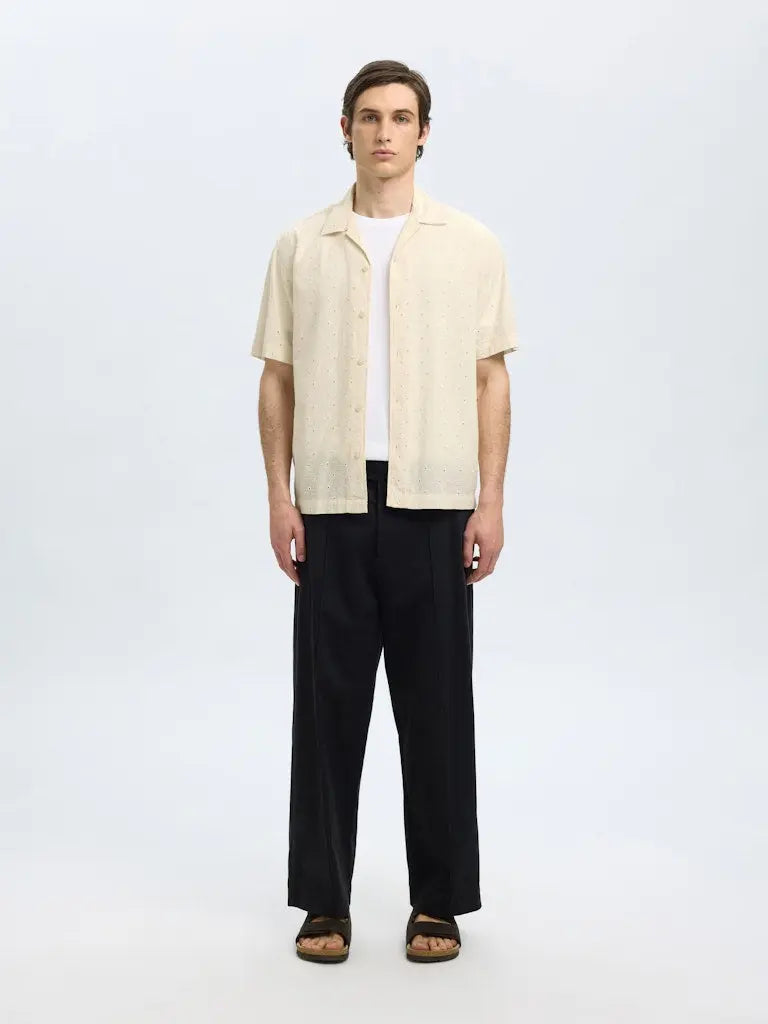 Jax Skjorte - Egret/Broderi Selected Homme
