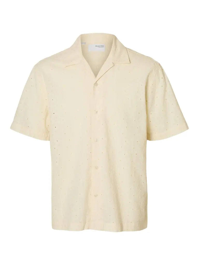 Jax Skjorte - Egret/Broderi Selected Homme
