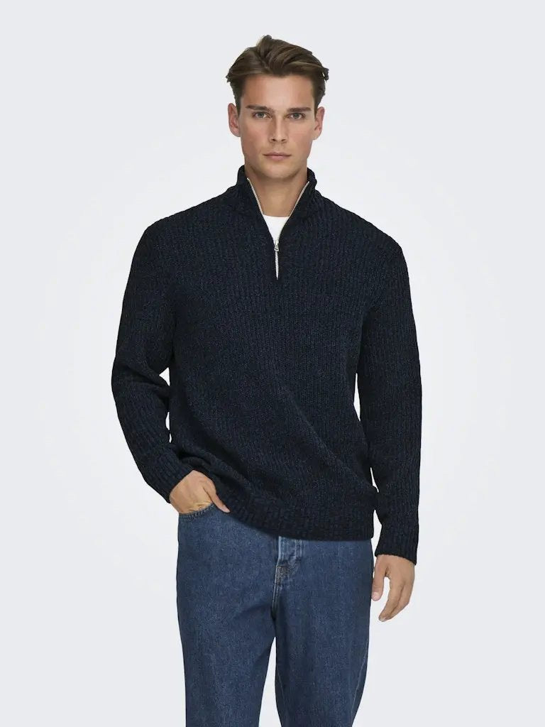 Join Half Zip Genser - Dark Sapphire Only & Sons