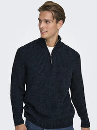 Join Half Zip Genser - Dark Sapphire Only & Sons